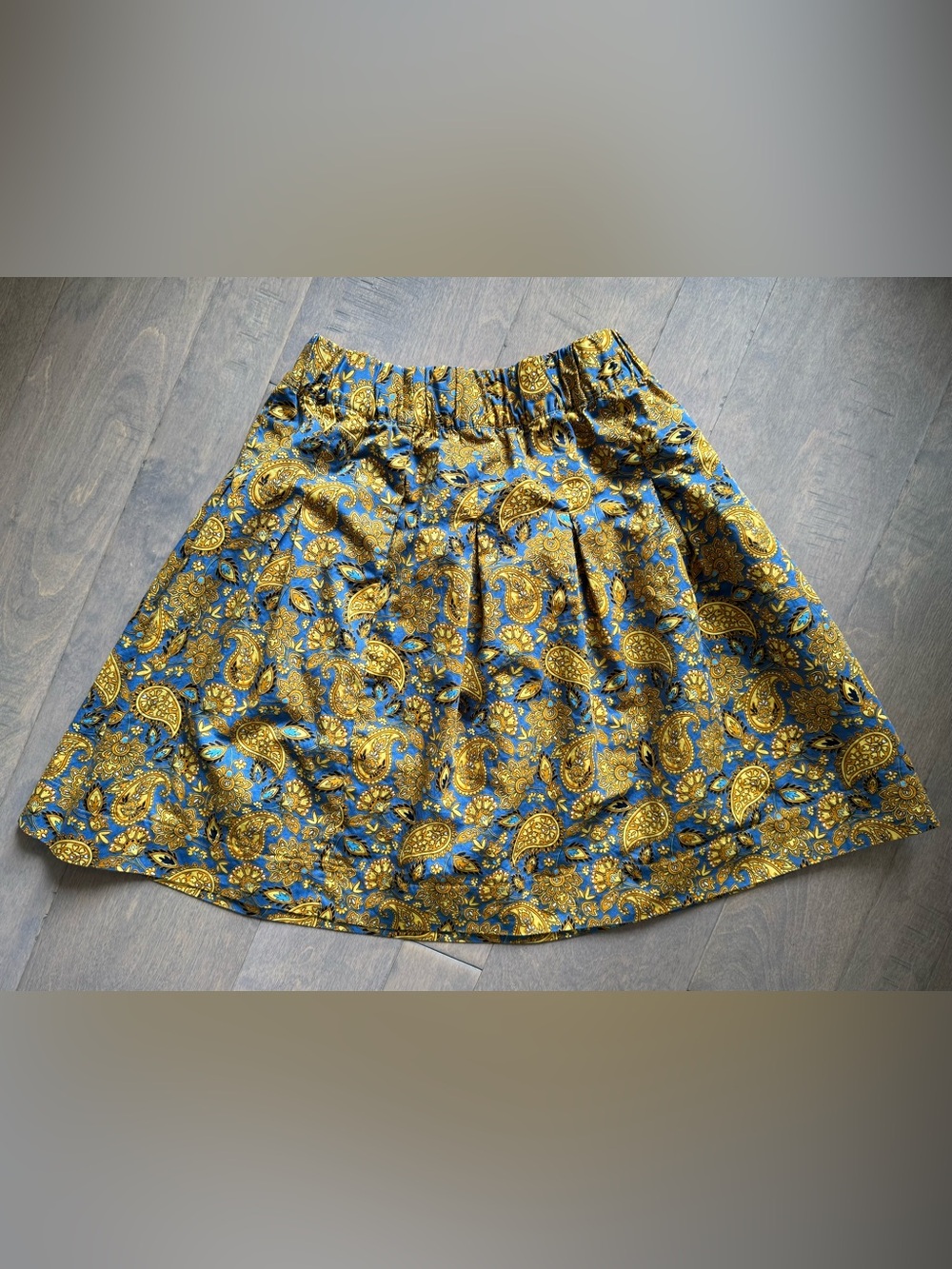 Boden Harvest Gold Paisley Pleated Cotton Skirt - Picture 6 of 9